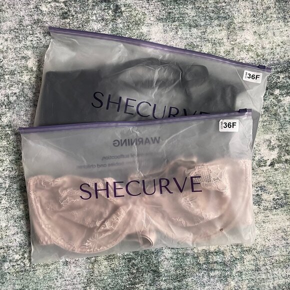 Two SheCurve Full Coverage Lace Minimizer Bras - Petal - 36F  36DDD Shecurve Bra - Picture 5 of 10